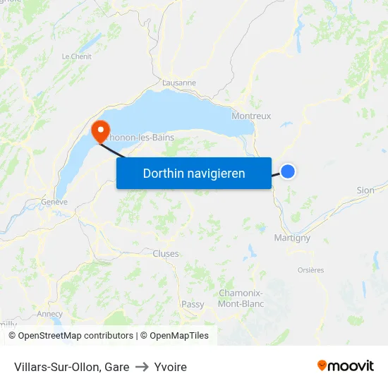 Villars-Sur-Ollon, Gare to Yvoire map