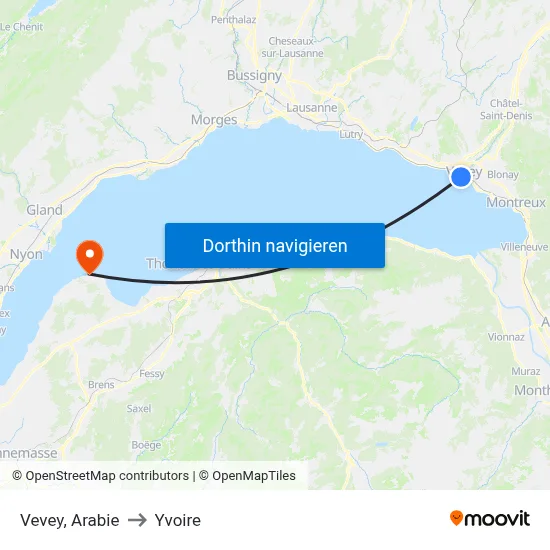 Vevey, Arabie to Yvoire map