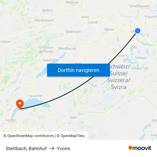 Stettbach, Bahnhof to Yvoire map