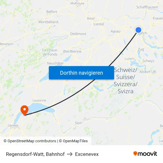 Regensdorf-Watt, Bahnhof to Excenevex map