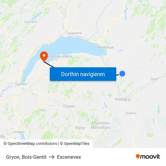 Gryon, Bois-Gentil to Excenevex map