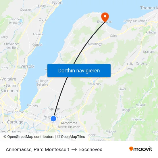 Annemasse, Parc Montessuit to Excenevex map