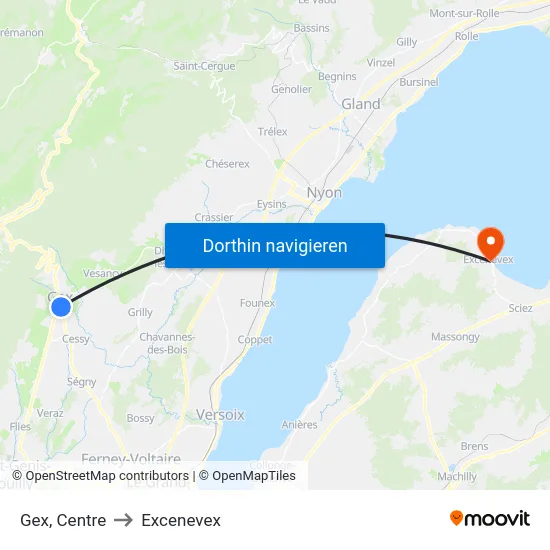 Gex, Centre to Excenevex map