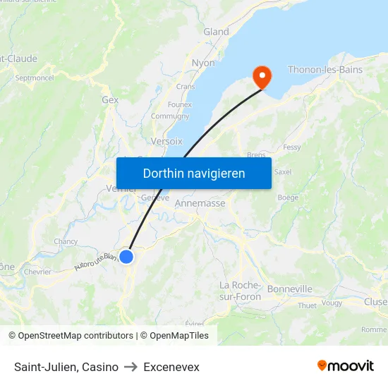 Saint-Julien, Casino to Excenevex map