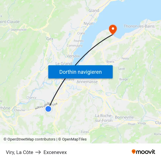 Viry, La Côte to Excenevex map