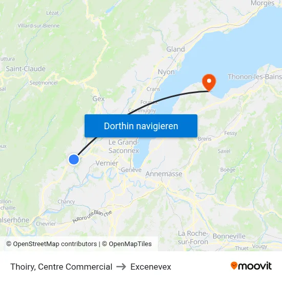 Thoiry, Centre Commercial to Excenevex map