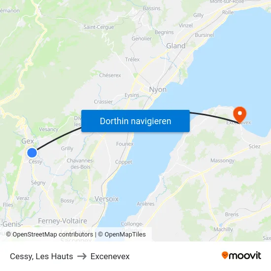 Cessy, Les Hauts to Excenevex map