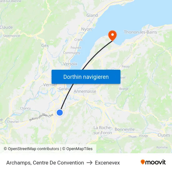 Archamps, Centre De Convention to Excenevex map
