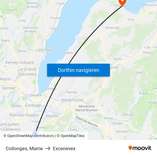 Collonges, Mairie to Excenevex map