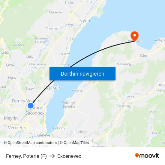 Ferney, Poterie (F) to Excenevex map