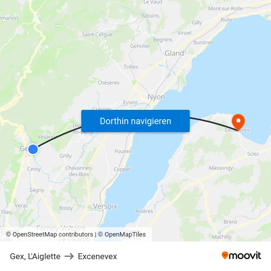 Gex, L'Aiglette to Excenevex map