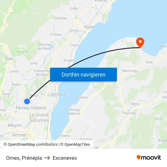 Ornex, Prénépla to Excenevex map