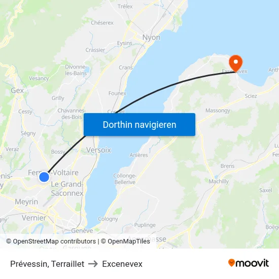 Prévessin, Terraillet to Excenevex map