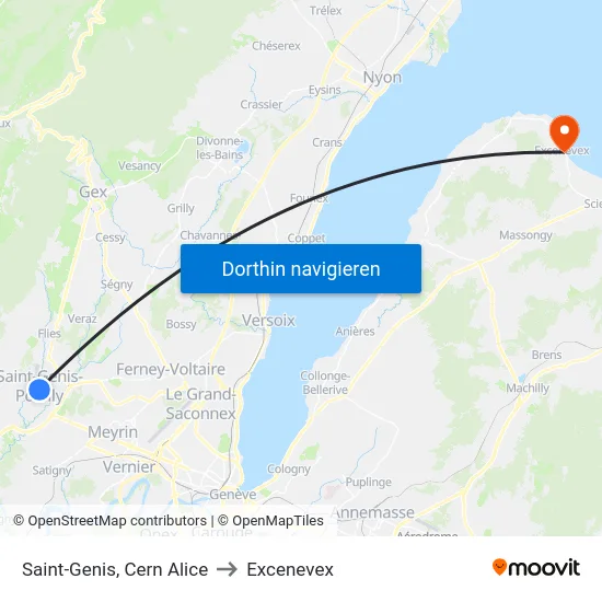 Saint-Genis, Cern Alice to Excenevex map