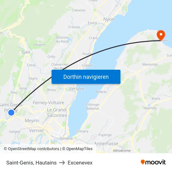 Saint-Genis, Hautains to Excenevex map