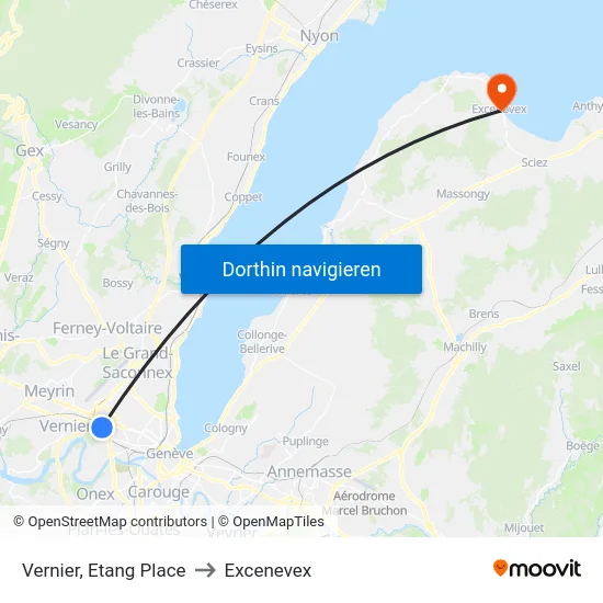 Vernier, Etang Place to Excenevex map