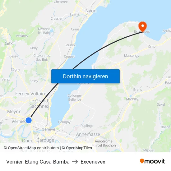 Vernier, Etang Casa-Bamba to Excenevex map