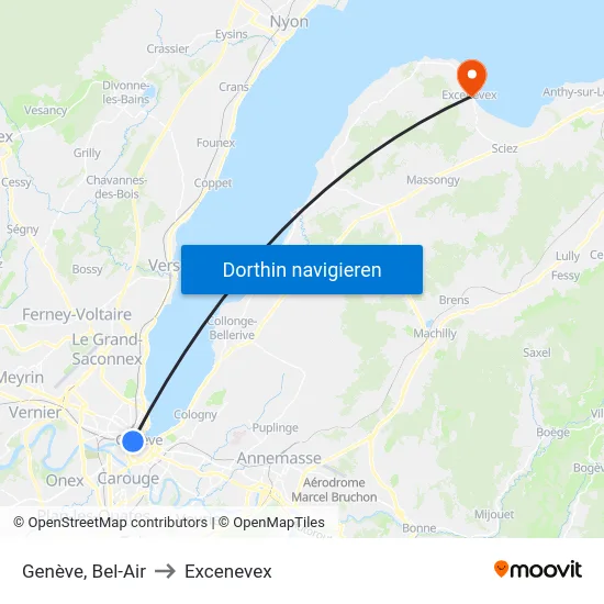 Genève, Bel-Air to Excenevex map