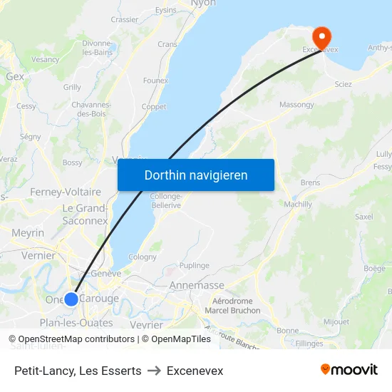 Petit-Lancy, Les Esserts to Excenevex map