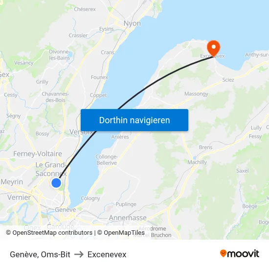 Genève, Oms-Bit to Excenevex map