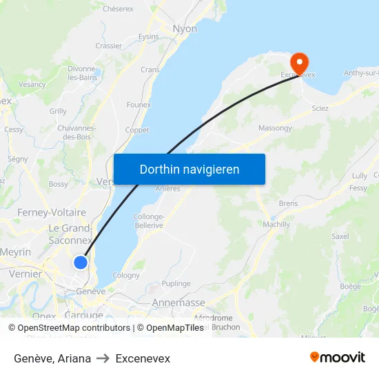 Genève, Ariana to Excenevex map