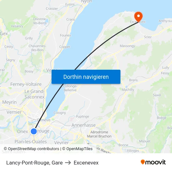 Lancy-Pont-Rouge, Gare to Excenevex map
