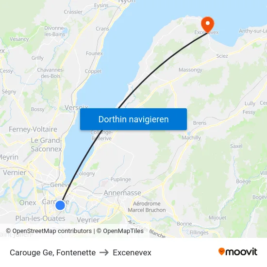 Carouge Ge, Fontenette to Excenevex map