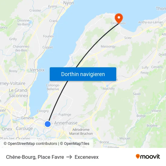 Chêne-Bourg, Place Favre to Excenevex map