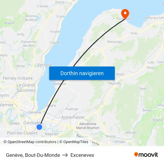 Genève, Bout-Du-Monde to Excenevex map