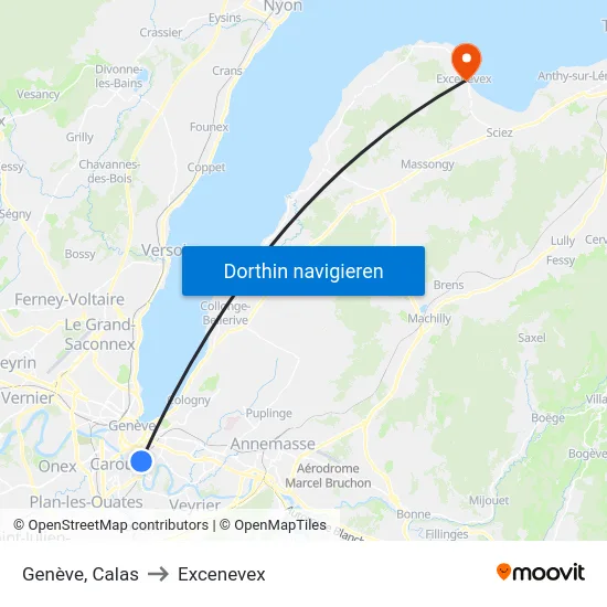 Genève, Calas to Excenevex map