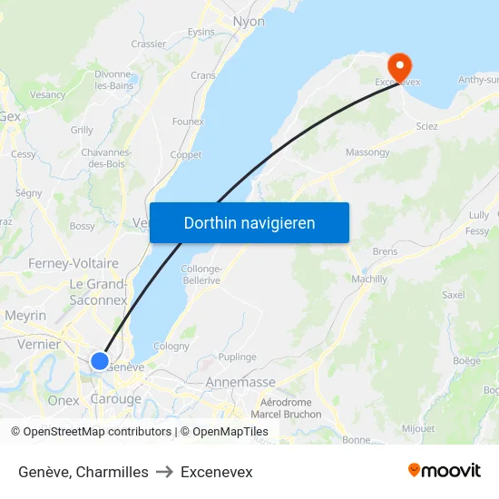 Genève, Charmilles to Excenevex map