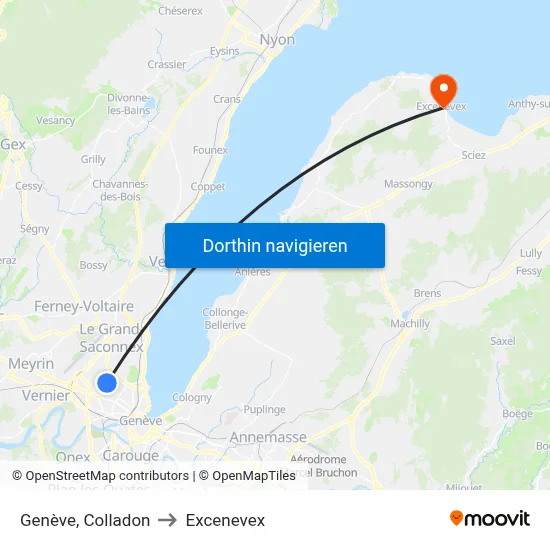 Genève, Colladon to Excenevex map