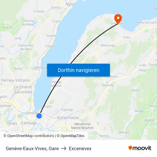 Genève-Eaux-Vives, Gare to Excenevex map