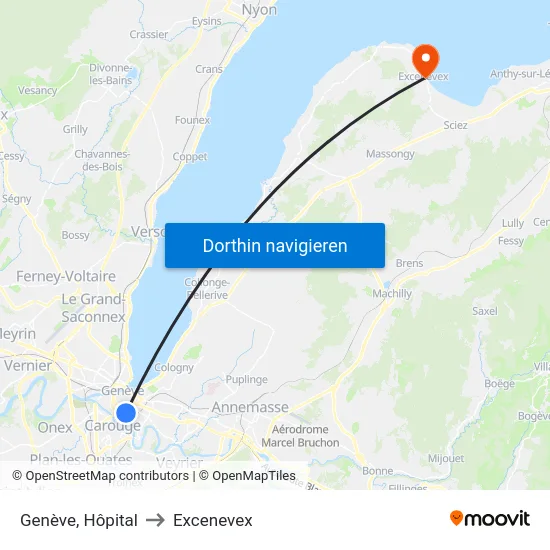Genève, Hôpital to Excenevex map