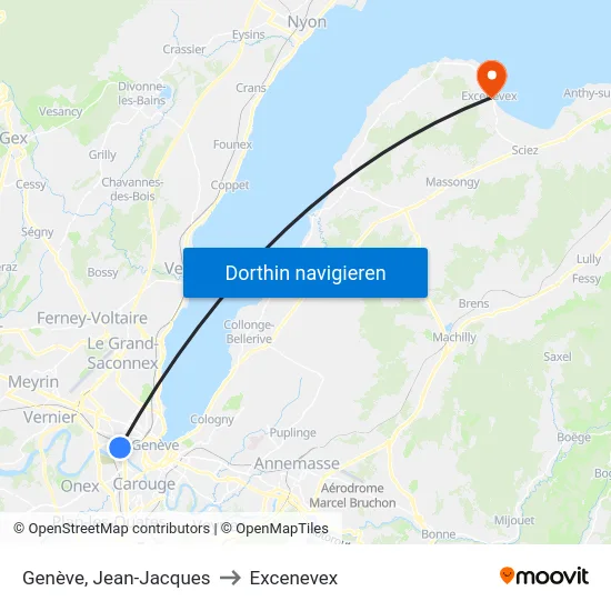 Genève, Jean-Jacques to Excenevex map
