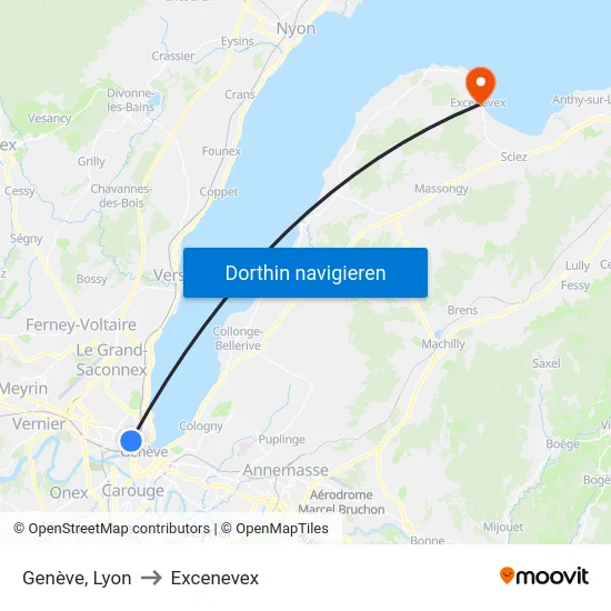Genève, Lyon to Excenevex map