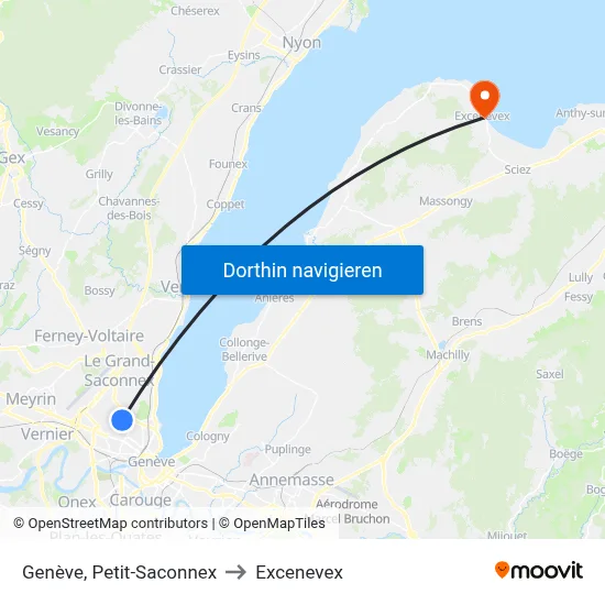 Genève, Petit-Saconnex to Excenevex map
