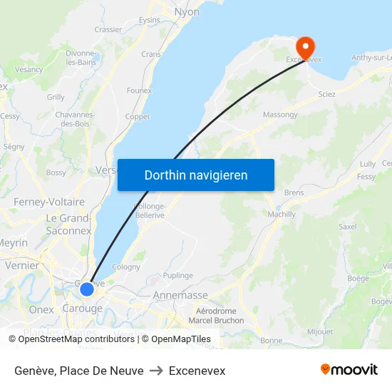 Genève, Place De Neuve to Excenevex map
