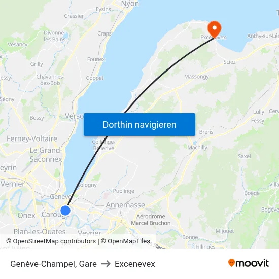 Genève-Champel, Gare to Excenevex map