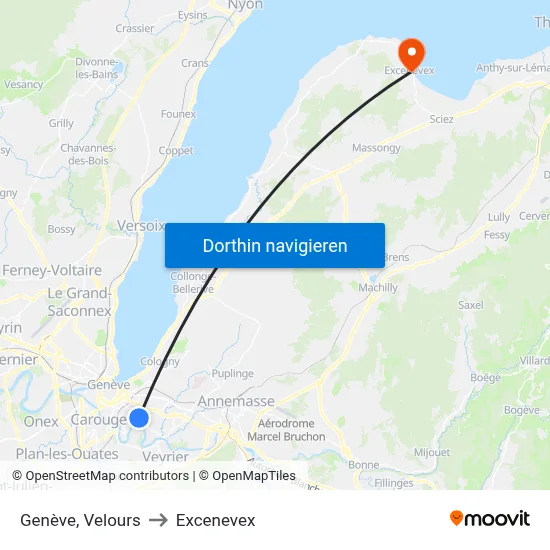 Genève, Velours to Excenevex map