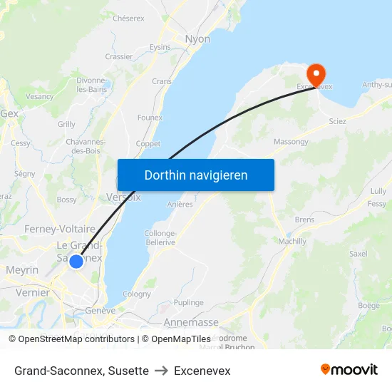 Grand-Saconnex, Susette to Excenevex map