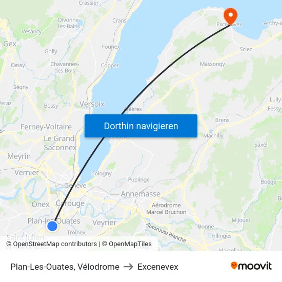 Plan-Les-Ouates, Vélodrome to Excenevex map