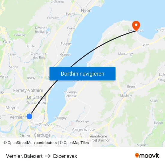 Vernier, Balexert to Excenevex map