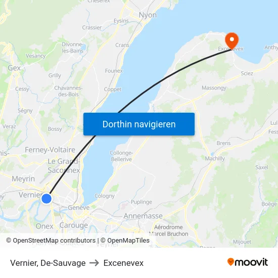 Vernier, De-Sauvage to Excenevex map