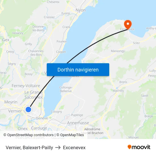 Vernier, Balexert-Pailly to Excenevex map