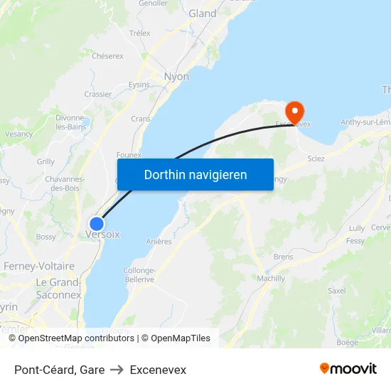 Pont-Céard, Gare to Excenevex map