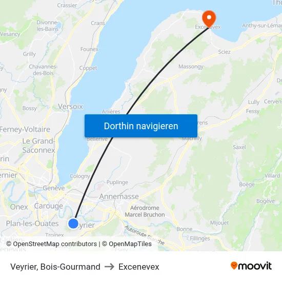 Veyrier, Bois-Gourmand to Excenevex map