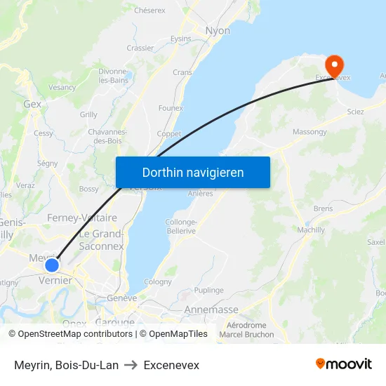 Meyrin, Bois-Du-Lan to Excenevex map