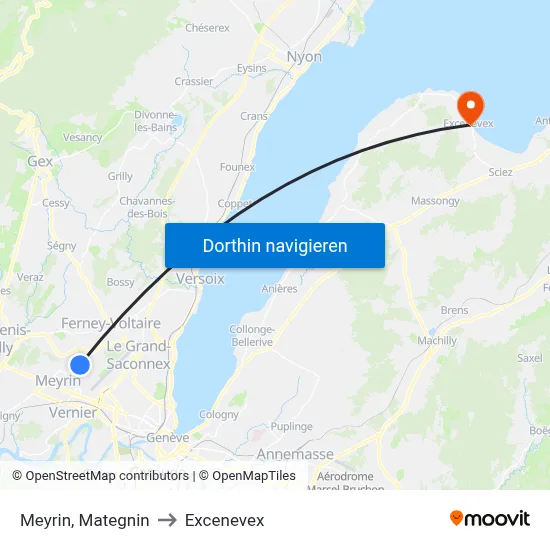 Meyrin, Mategnin to Excenevex map