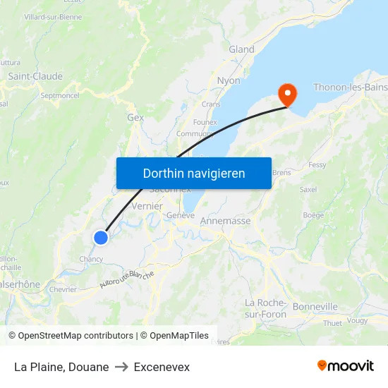 La Plaine, Douane to Excenevex map